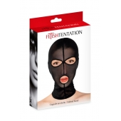 Черная сетчатая маска на голову с отверстиями для глаз и рта - Fetish Tentation - купить с доставкой в Череповце