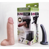 Страпон-унисекс с двумя насадками UNI strap 7  Harness - 19 и 16 см. - LOVETOY (А-Полимер) - купить с доставкой в Череповце