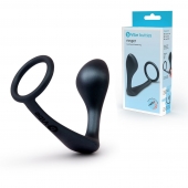 Черное эрекционное кольцо со стимулятором простаты Ringer Cock Ring   Plug - b-Vibe - в Череповце купить с доставкой
