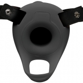 Черный полый страпон с вибрацией 2’’ Erection 28X Smooth Vibrating Silicone Penis Sheath - XR Brands - купить с доставкой в Череповце