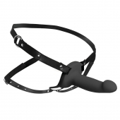 Черный полый страпон с вибрацией 2’’ Erection 28X Smooth Vibrating Silicone Penis Sheath - XR Brands - купить с доставкой в Череповце