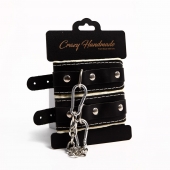 Черные скругленные наручники с мягкой бежевой подкладкой - Crazy Handmade - купить с доставкой в Череповце