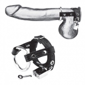 Утяжка на пенис на замочке Duo Cock And Ball Lock - BlueLine - купить с доставкой в Череповце