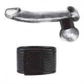 Чёрная утяжка на мошонку 1  Velcro Ball Stretcher - BlueLine - купить с доставкой в Череповце