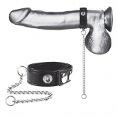Утяжка на пенис с поводком Snap Cock Ring With 12  Leash - BlueLine - купить с доставкой в Череповце
