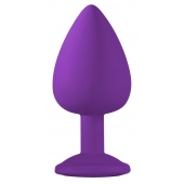 Большая фиолетовая анальная пробка Emotions Cutie Large с голубым кристаллом - 10 см. - Lola Games - купить с доставкой в Череповце