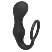 Чёрное эрекционное кольцо с анальной пробкой Double Pleasure Anal Plug - Lola Games - в Череповце купить с доставкой