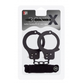 Чёрные наручники из листового металла в комплекте с веревкой BONDX METAL CUFFS LOVE ROPE SET - Dream Toys - купить с доставкой в Череповце