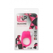 Розовое эрекционное кольцо с щеточкой LIT-UP SILICONE STIMU RING 5 - Dream Toys - в Череповце купить с доставкой