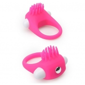 Розовое эрекционное кольцо с щеточкой LIT-UP SILICONE STIMU RING 5 - Dream Toys - в Череповце купить с доставкой