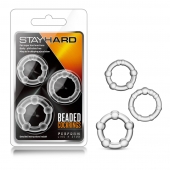Набор из 3 прозрачных эрекционных колец Stay Hard Beaded Cockrings - Blush Novelties - в Череповце купить с доставкой