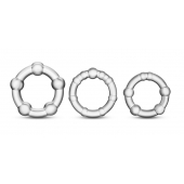 Набор из 3 прозрачных эрекционных колец Stay Hard Beaded Cockrings - Blush Novelties - в Череповце купить с доставкой