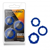 Набор из 3 синих эрекционных колец Stay Hard Beaded Cockrings - Blush Novelties - в Череповце купить с доставкой