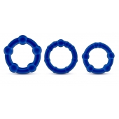 Набор из 3 синих эрекционных колец Stay Hard Beaded Cockrings - Blush Novelties - в Череповце купить с доставкой