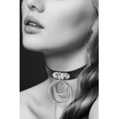 Черный чокер с двумя кольцами - Bijoux Pour Toi - купить с доставкой в Череповце