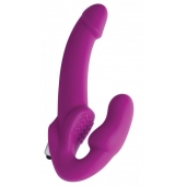 Ярко-розовый безремневой вибрострапон Evoke Vibrating Strapless Silicone Strap-on Dildo - XR Brands - купить с доставкой в Череповце