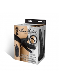 Полый страпон с двумя отростками и вибрацией Unisex Vibrating Hollow Strap-On Double Penetrating Dildo - 17,8 см. - Lux Fetish - купить с доставкой в Череповце