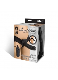 Чёрный полый страпон с вибрацией Unisex Vibrating Hollow Strap-On - 14 см. - Lux Fetish - купить с доставкой в Череповце
