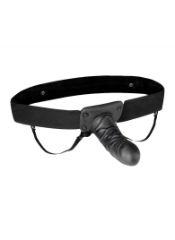 Чёрный полый страпон с вибрацией Unisex Vibrating Hollow Strap-On - 14 см. - Lux Fetish - купить с доставкой в Череповце
