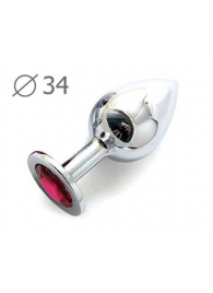 Коническая серебристая анальная втулка с малиновым кристаллом - 8,2 см. - Anal Jewelry Plug - купить с доставкой в Череповце