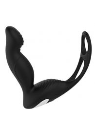 Черный вибромассажер простаты P-PLEASER W ERECTION ENHANCE - Dream Toys - в Череповце купить с доставкой