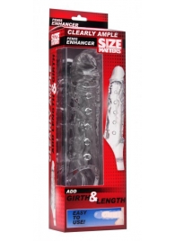 Прозразная закрытая насадка на пенис с поддержкой мошонки Clearly Ample Penis Enhancer - 22 см. - XR Brands - в Череповце купить с доставкой