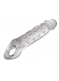 Прозразная закрытая насадка на пенис с поддержкой мошонки Clearly Ample Penis Enhancer - 22 см. - XR Brands - в Череповце купить с доставкой