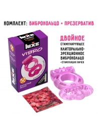 Розовое эрекционное виброкольцо Luxe VIBRO  Бархатный молот  + презерватив - Luxe - в Череповце купить с доставкой