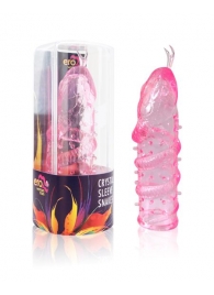 Закрытая рельефная насадка Crystal sleeve snakes в виде змеи с усиками - 14 см. - Erowoman-Eroman - в Череповце купить с доставкой
