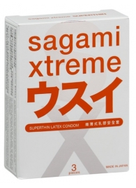 Ультратонкие презервативы Sagami Xtreme SUPERTHIN - 3 шт. - Sagami - купить с доставкой в Череповце