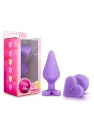 Фиолетовая анальная пробка Naughty Candy Heart Do Me Now - 8,9 см. - Blush Novelties - купить с доставкой в Череповце
