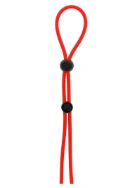 Красное лассо на пенис с двумя бусинами STRETCHY LASSO CAGE - Dream Toys - в Череповце купить с доставкой