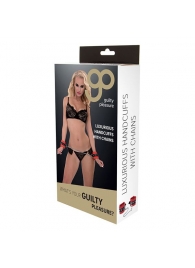 Красно-чёрные наручники на металлической цепочке - Blush Novelties - купить с доставкой в Череповце