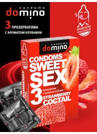 Презервативы для орального секса DOMINO Sweet Sex с ароматом клубничного коктейля  - 3 шт. - Domino - купить с доставкой в Череповце