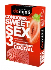 Презервативы для орального секса DOMINO Sweet Sex с ароматом клубничного коктейля  - 3 шт. - Domino - купить с доставкой в Череповце