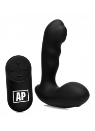 Черный стимулятор простаты Alpha-Pro 7X P-Milker Silicone Prostate Stimulator with Milking Bead - XR Brands - в Череповце купить с доставкой