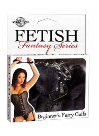 Меховые чёрные наручники Beginner s Furry Cuffs - Pipedream - купить с доставкой в Череповце