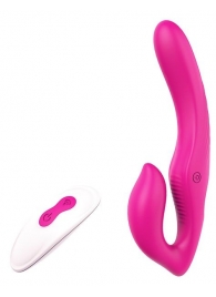 Ярко-розовый безремневой страпон REMOTE DOUBLE DIPPER - 22 см. - Dream Toys - купить с доставкой в Череповце