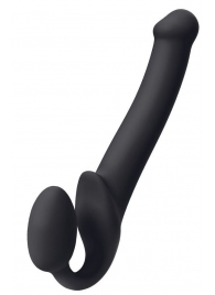 Черный безремневой страпон Silicone Bendable Strap-On M - Strap-on-me - купить с доставкой в Череповце