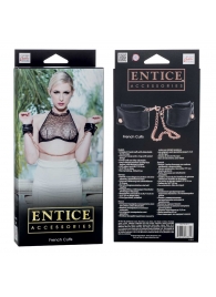 Черные мягкие наручники Entice French Cuffs с цепью - California Exotic Novelties - купить с доставкой в Череповце
