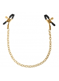 Чёрные с золотом зажимы на соски Gold Chain Nipple Clamps - Pipedream - купить с доставкой в Череповце