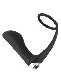 Черное эрекционное кольцо с анальной вибропробкой Vibrating Ring   Plug - Orion - в Череповце купить с доставкой