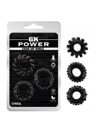 Набор из 3 черных эрекционных колец Gear Up Rings - Chisa - в Череповце купить с доставкой