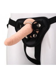 Телесный страпон на черных трусиках STRAP ON REAL DILDO - 20 см. - Dream Toys - купить с доставкой в Череповце