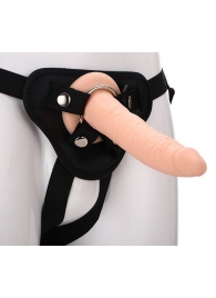 Телесный страпон на черных трусиках STRAP ON REAL DILDO - 20 см. - Dream Toys - купить с доставкой в Череповце