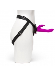 Лиловый страпон Rechargeable Vibrating Strap-On Harness Set - 17,6 см. - Happy Rabbit - купить с доставкой в Череповце