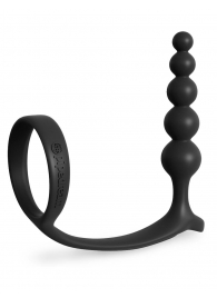 Черная анальная цепочка с эрекционным кольцом Ass-gasm Cockring Anal Beads - Pipedream - в Череповце купить с доставкой