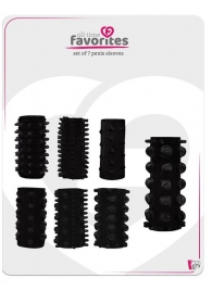 Набор из 7 черных насадок PENIS SLEEVES SET - Dream Toys - в Череповце купить с доставкой
