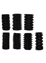 Набор из 7 черных насадок PENIS SLEEVES SET - Dream Toys - в Череповце купить с доставкой