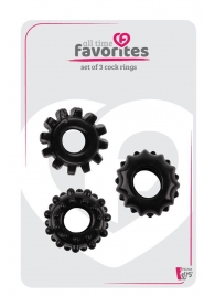 Набор из 3 черных эрекционных колец SET OF 3 COCKRINGS - Dream Toys - в Череповце купить с доставкой